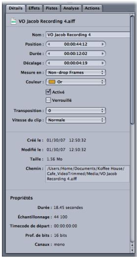 APPLE SOUNDTRACK PRO 2 - Affichage d'informations et informations sur les clips - 1