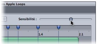 APPLE SOUNDTRACK PRO 2 - Pour modifier la valeur de rythme des éléments transitoires détectés : - 2