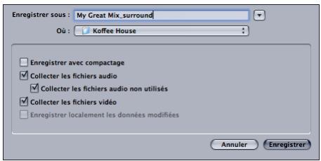 APPLE SOUNDTRACK PRO 2 - Pour créer une copie distincte de votre mixage stéréo à destination d'un mixage surround : - 1