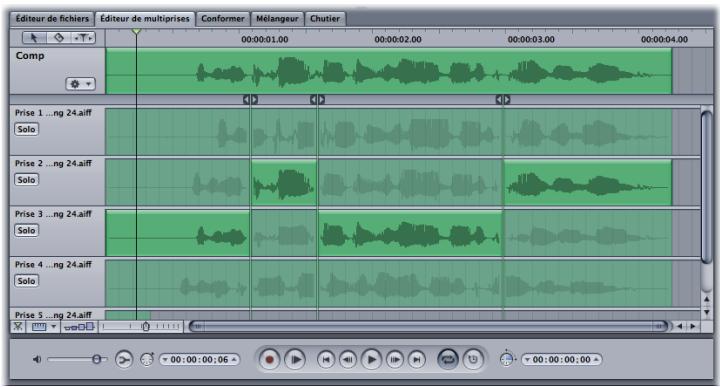 APPLE SOUNDTRACK PRO 2 - Utilisation de marqueurs dans la présentation de projet de l'éditeur de fichiers - 1