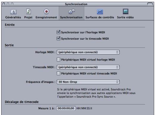 APPLE SOUNDTRACK PRO 2 - Pour synchroniser soundtrack pro avec un timecode externe, procédez comme suit : - 1