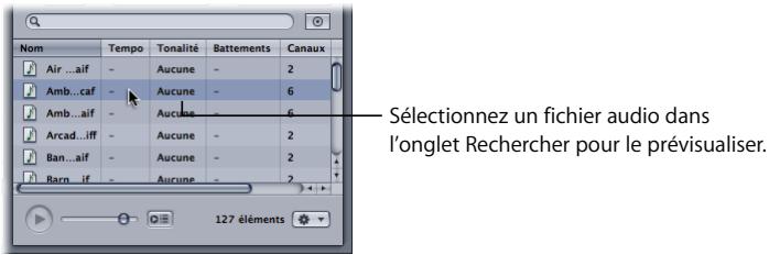 APPLE SOUNDTRACK PRO 2 - Pour effectuer le preview d'un fichier audio : - 1