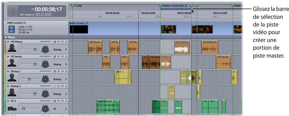 APPLE SOUNDTRACK PRO 2 - Pour ajuster la taille de la sélection de portion de piste, effectuez l'une des opérations suivantes : - 3