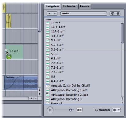 APPLE SOUNDTRACK PRO 2 - Pour ajouter un fichier audio à partir des onglets de données, effectuez l'une des opérations suivantes : - 1