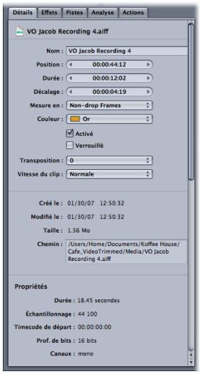 APPLE SOUNDTRACK PRO 2 - Onglet détails - 1