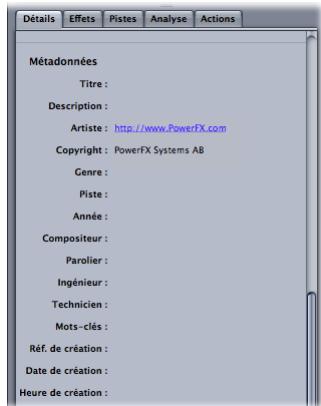 APPLE SOUNDTRACK PRO 2 - Détails du fichier et du clip - 1