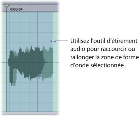 APPLE SOUNDTRACK PRO 2 - Pour étirer graphiquement le temps d'un fichier audio : - 1