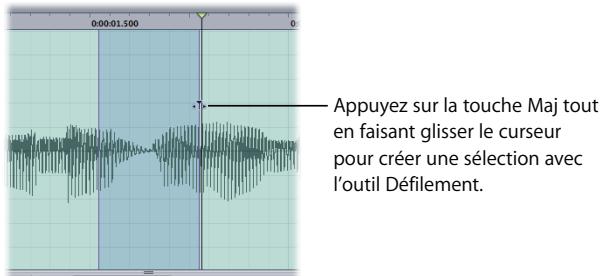 APPLE SOUNDTRACK PRO 2 - Pour faire défiler un fichier audio avec l'outil Défilément : - 3