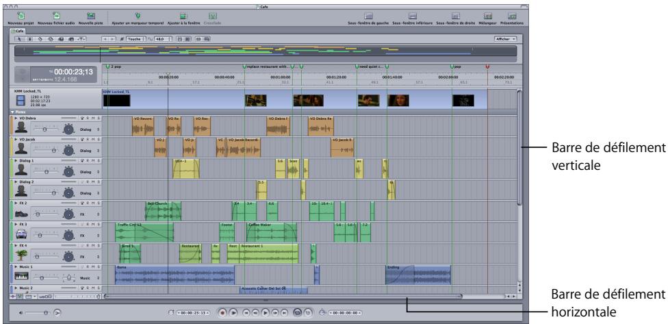 APPLE SOUNDTRACK PRO 2 - Utilisation des barres de défilement - 1
