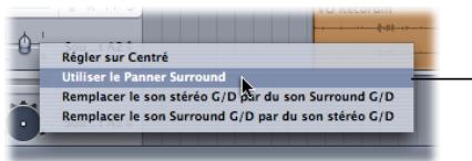 APPLE SOUNDTRACK PRO 2 - Pour passer du panner stéréo au panner surround, effectuez l'une des opérations suivantes : - 1