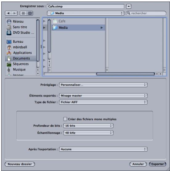 APPLE SOUNDTRACK PRO 2 - Exportation d'un mixage master vers un fichier audio standard - 1