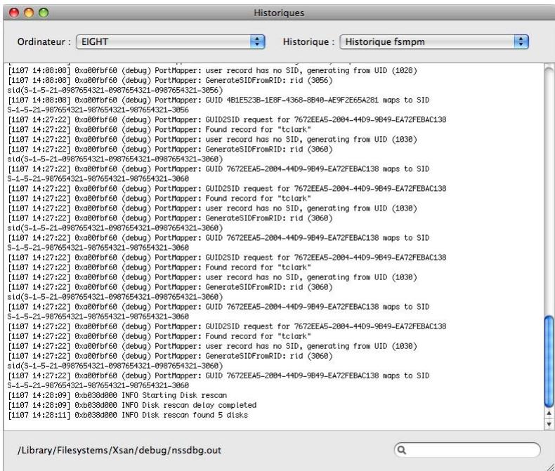 APPLE XSAN 2 - Affichage des historiques d'xsan - 1