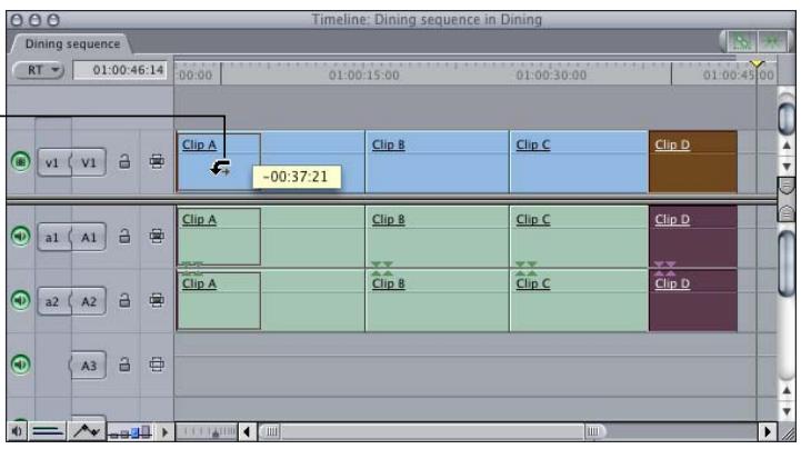 APPLE FINAL CUT PRO 5 - To shuffle a clip item from one position to another: - 2