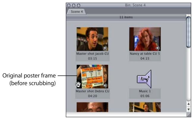 APPLE FINAL CUT PRO 5 - To set the poster frame in the Browser in large icon view: - 1