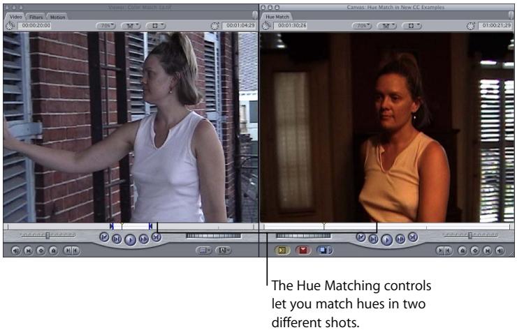 APPLE FINAL CUT PRO 5 - Example: Using the Hue Matching Controls of the Color Corrector 3-Way Filter - 1