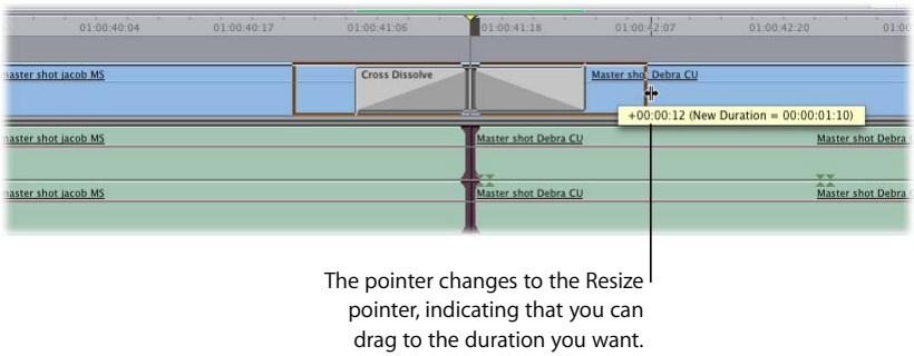 APPLE FINAL CUT PRO 5 - Changing the Duration of a Transition in the Timeline - 1