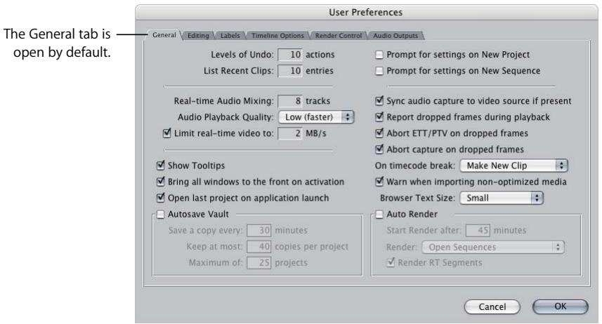 APPLE FINAL CUT PRO 5 - General Tab - 1