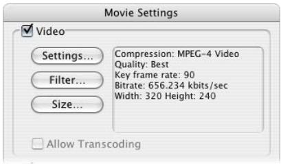 APPLE FINAL CUT PRO 5 - QuickTime Movie Video Settings - 1