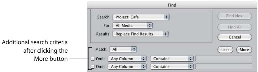 APPLE FINAL CUT PRO 5 - To open the Find window: - 2