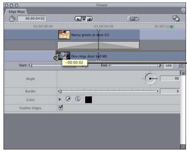 APPLE FINAL CUT PRO 5 - To do a ripple edit, adjusting the length of the transition: - 1