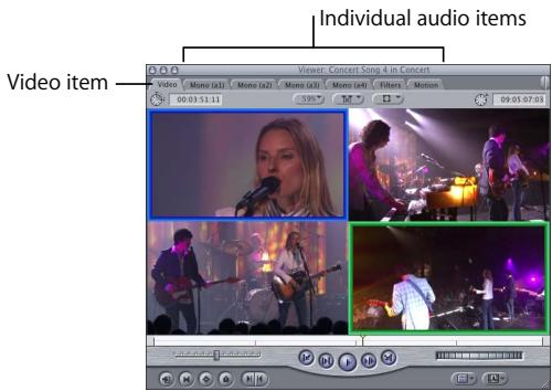 APPLE FINAL CUT PRO 5 - Switching and Cutting Video and Audio Items Separately - 1