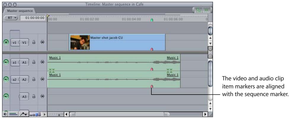 APPLE FINAL CUT PRO 5 - To align markers in sequence clip items to a sequence marker: - 2