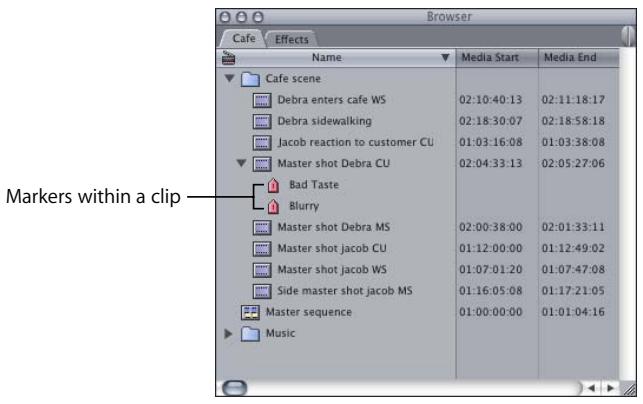 APPLE FINAL CUT PRO 5 - Viewing Markers in the Browser - 1