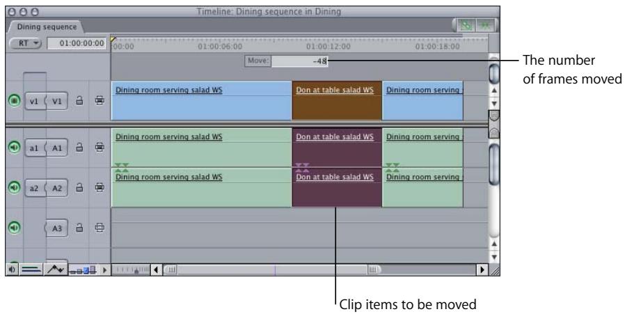 APPLE FINAL CUT PRO 5 - To move an item by entering a timecode value: - 1