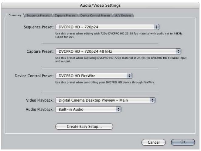 APPLE FINAL CUT PRO 5 - Viewing a Summary of the Current Presets - 1