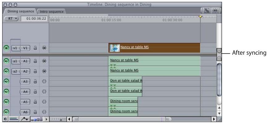 APPLE FINAL CUT PRO 5 - To move all out-of-sync clip items into sync with the anchor item: - 2