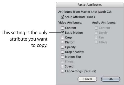 APPLE FINAL CUT PRO 5 - Check the Basic Motion box, then click OK. - 1