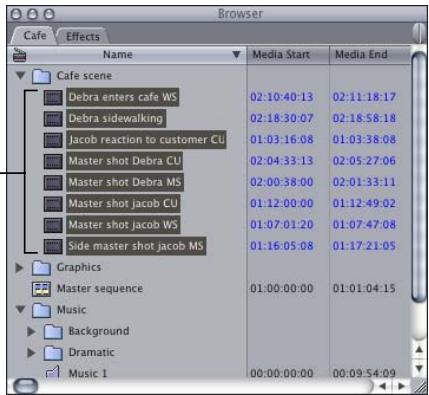 APPLE FINAL CUT PRO 5 - To select a single clip: - 2