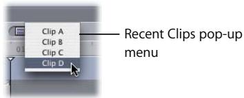 APPLE FINAL CUT PRO 5 - Recent Clips Pop-Up Menu - 1