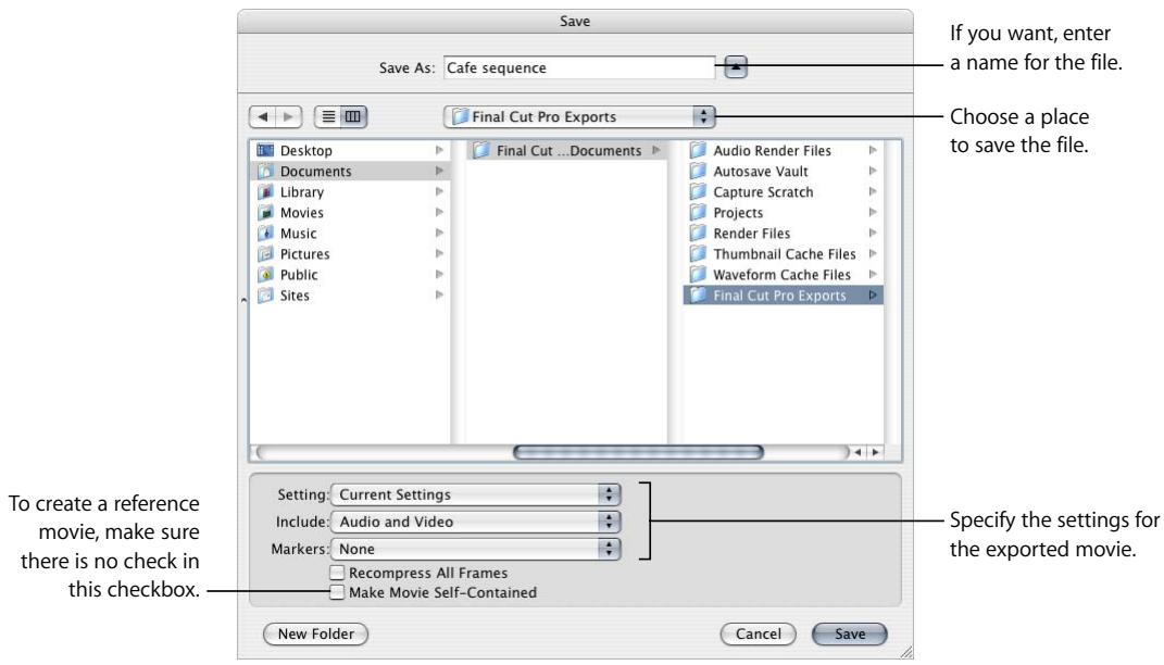 APPLE FINAL CUT PRO 5 - Choose a location and enter a name for the file. - 1