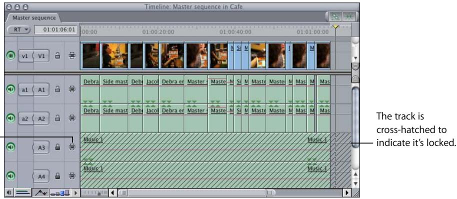 APPLE FINAL CUT PRO 5 - To lock an audio track using keyboard shortcuts: - 1