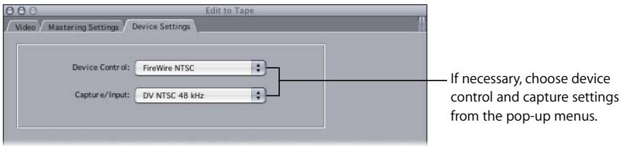 APPLE FINAL CUT PRO 5 - Device Settings Tab - 1