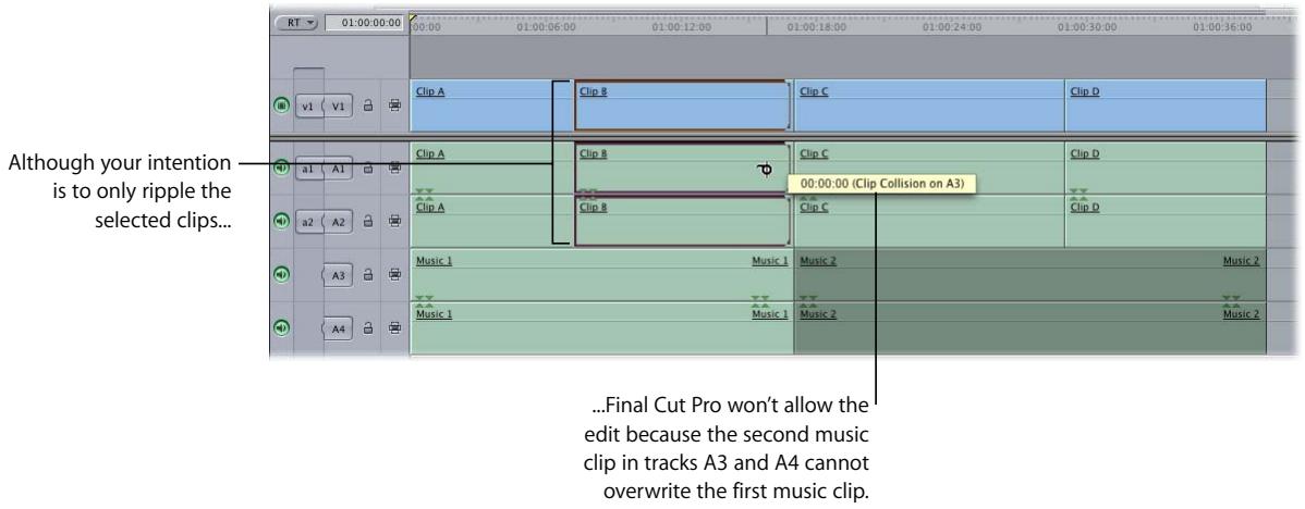 APPLE FINAL CUT PRO 5 - About Ripple Edits and Sync Relationships of Clip Items on Other Tracks - 2