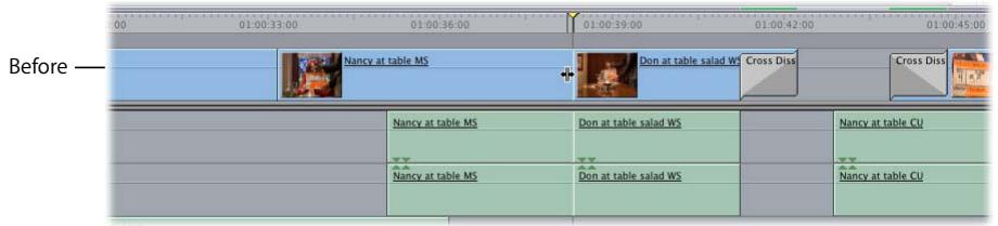 APPLE FINAL CUT PRO 5 - To trim a clip's edit point in the Timeline using the Selection tool: - 1
