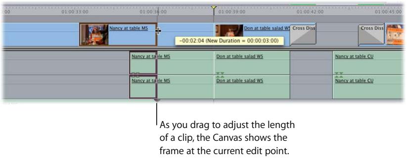 APPLE FINAL CUT PRO 5 - To trim a clip's edit point in the Timeline using the Selection tool: - 2
