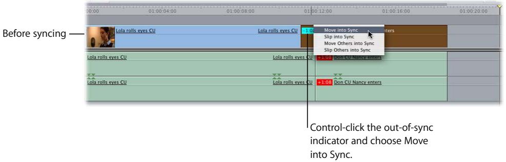 APPLE FINAL CUT PRO 5 - Moving a Clip Into Sync - 1