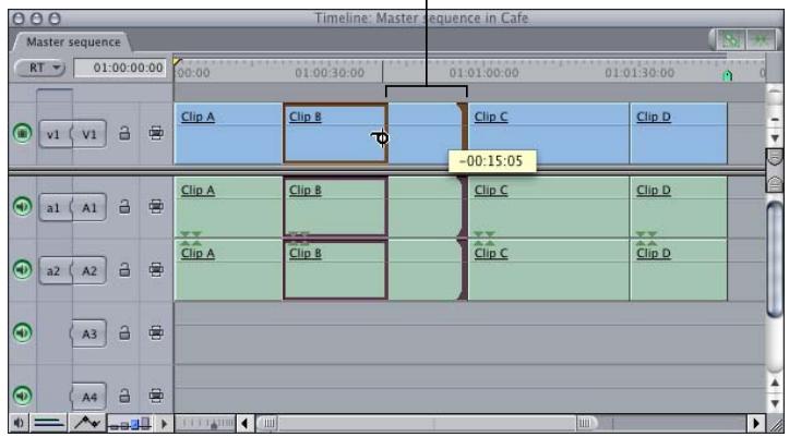 APPLE FINAL CUT PRO 5 - To do a ripple edit in the Timeline: - 1