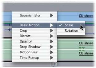 APPLE FINAL CUT PRO 5 - To view a specific parameter's keyframe graph line in the keyframe editor: - 2