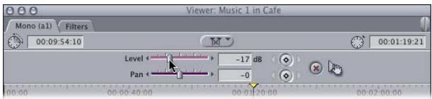 APPLE FINAL CUT PRO 5 - To adjust the volume using the Level slider: - 1