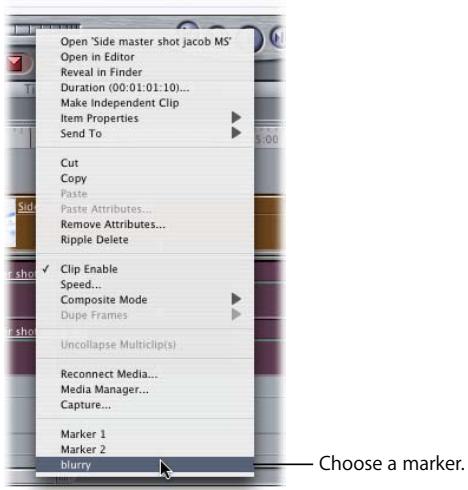 APPLE FINAL CUT PRO 5 - To move the playhead to a marker in the Viewer or Canvas, do one of the following: - 2