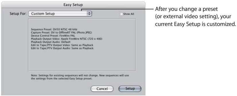APPLE FINAL CUT PRO 5 - To choose a different preset for your current setup: - 1