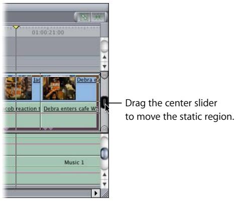 APPLE FINAL CUT PRO 5 - To move the static region up or down in the Timeline: - 1