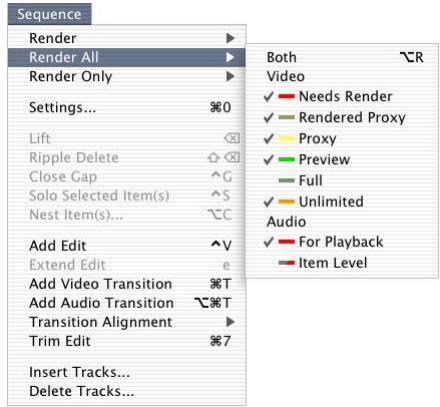 APPLE FINAL CUT PRO 5 - Render All Submenu - 1