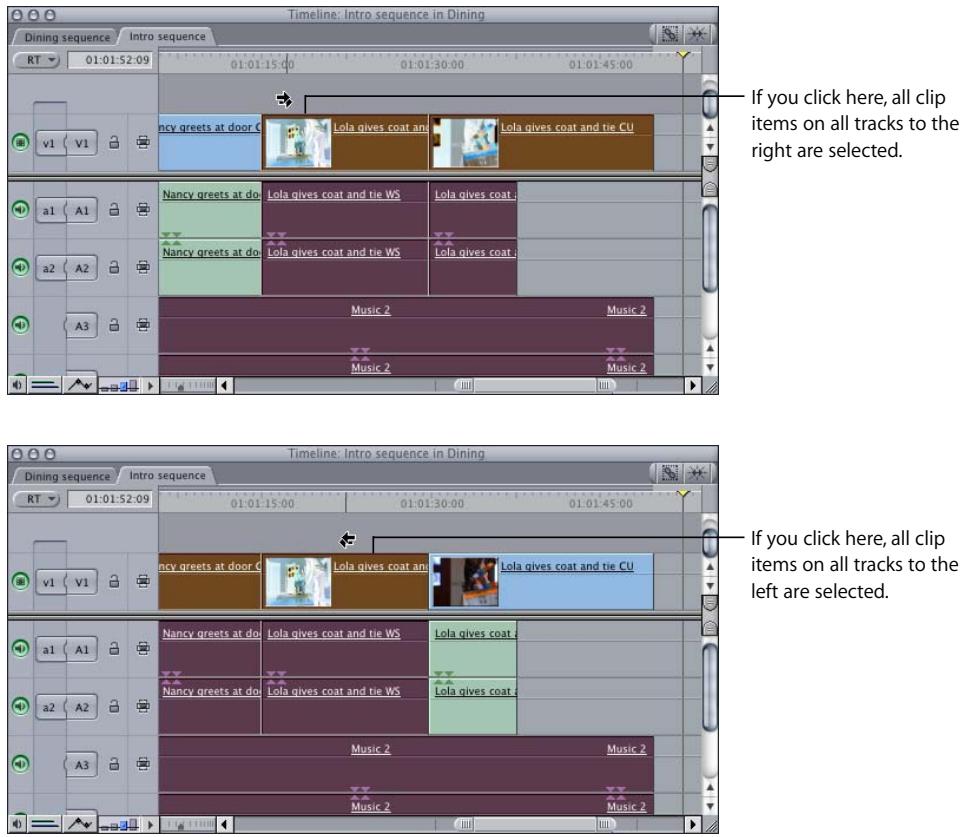 APPLE FINAL CUT PRO 5 - Selecting All Items on All Tracks Forward or Backward - 2