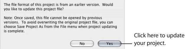 APPLE FINAL CUT PRO 5 - To update projects created in earlier versions of Final Cut Pro: - 1