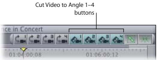 APPLE FINAL CUT PRO 5 - To cut to a multiclip angle using shortcut buttons or keyboard shortcuts: - 1